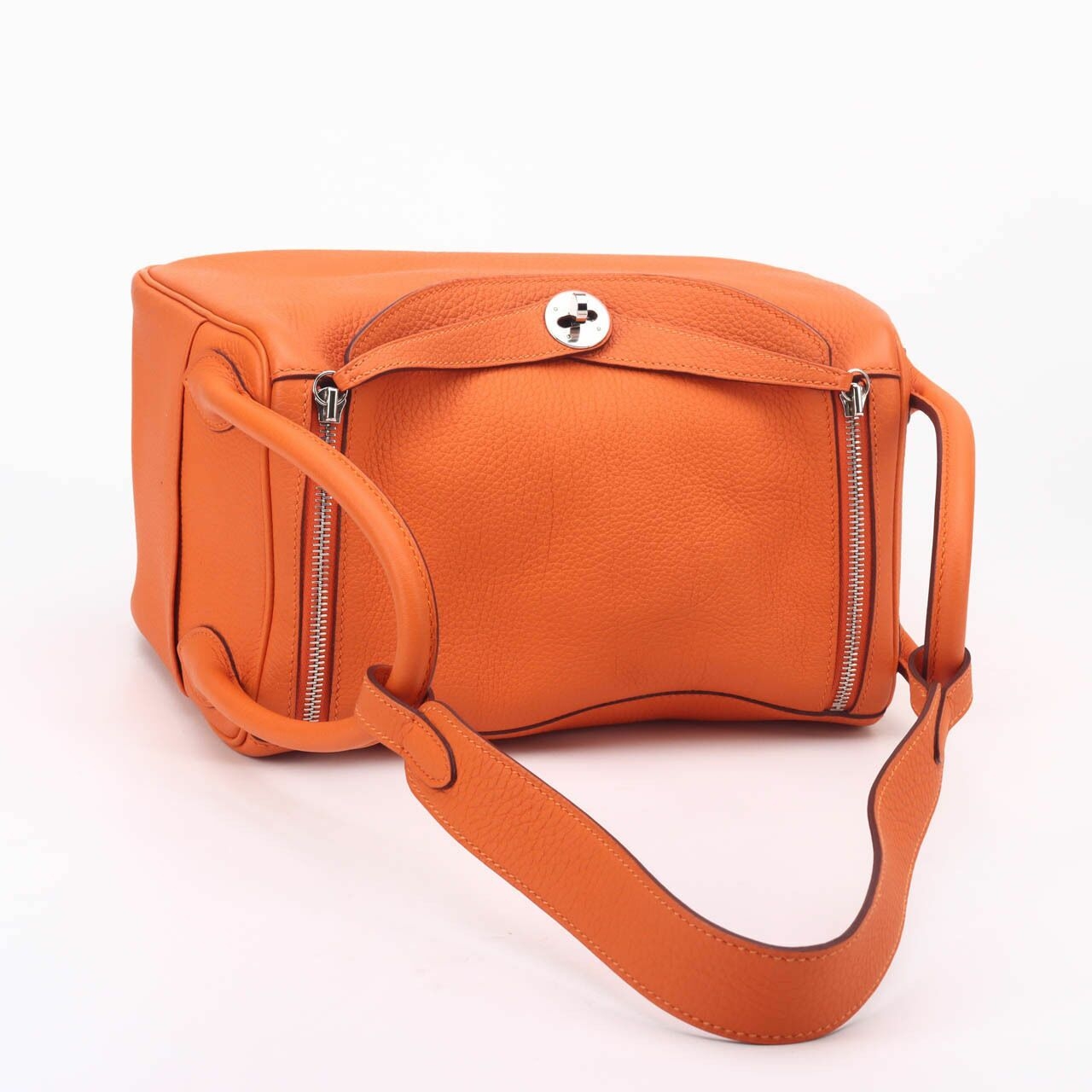 Hermes Clemence Lindy 30 Orange PHW #O Squere Shoulder Bag