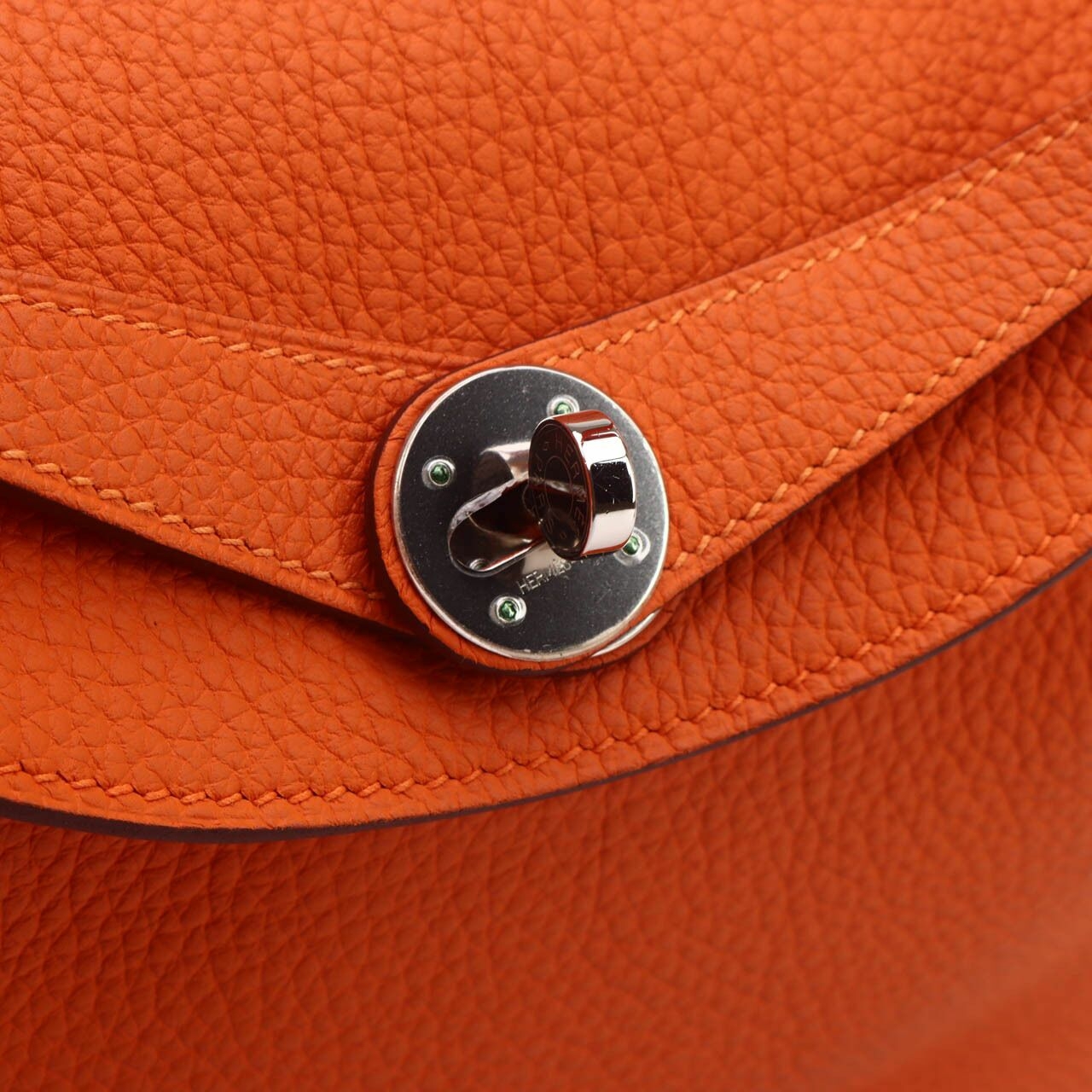 Hermes Clemence Lindy 30 Orange PHW #O Squere Shoulder Bag