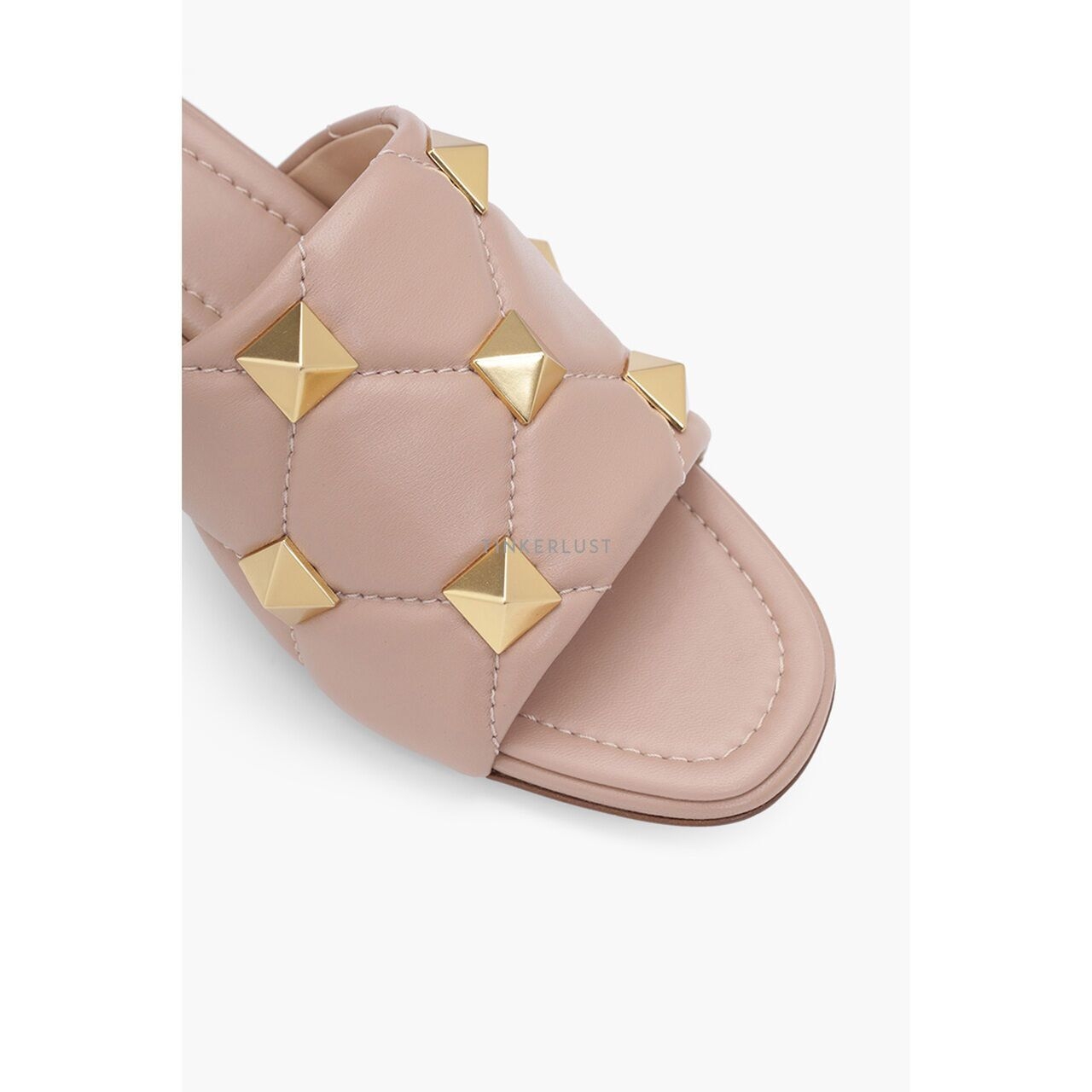 Valentino Garavani Roman 65mm Canelle Quilted Nappa in Rose Stud Slide Heels