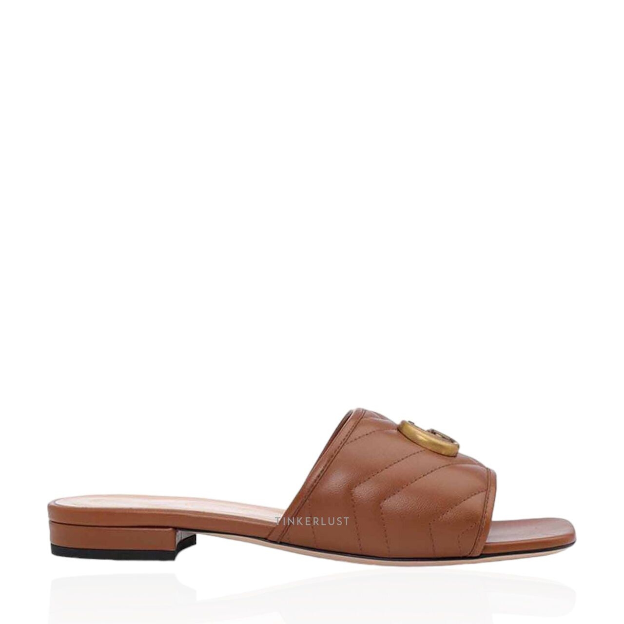 Gucci Women GG Matelasse Slide Sandals in Cuir Leather