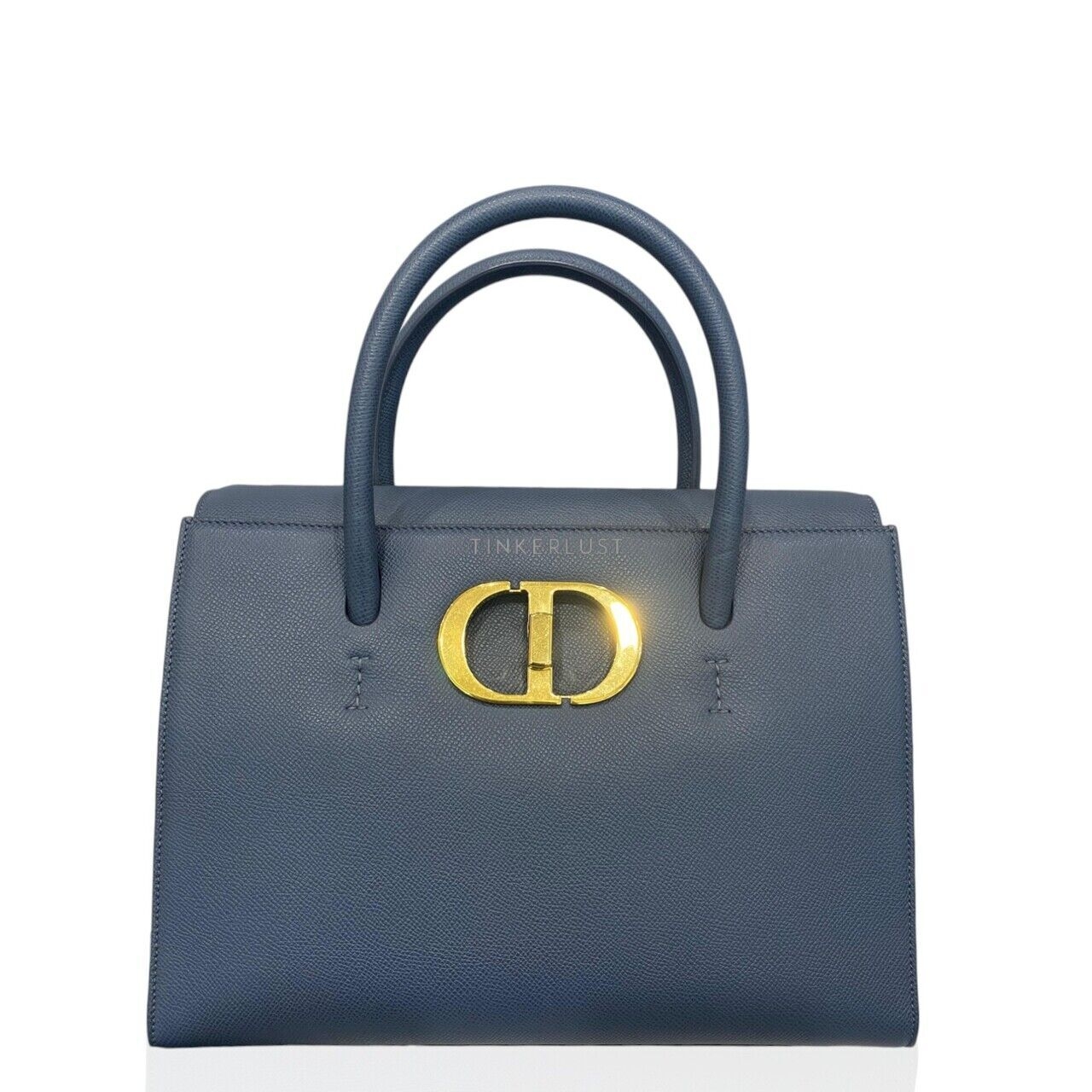 Dior Montaigne Honore Blue Grained Leather GHW 2020 Satchel Bag