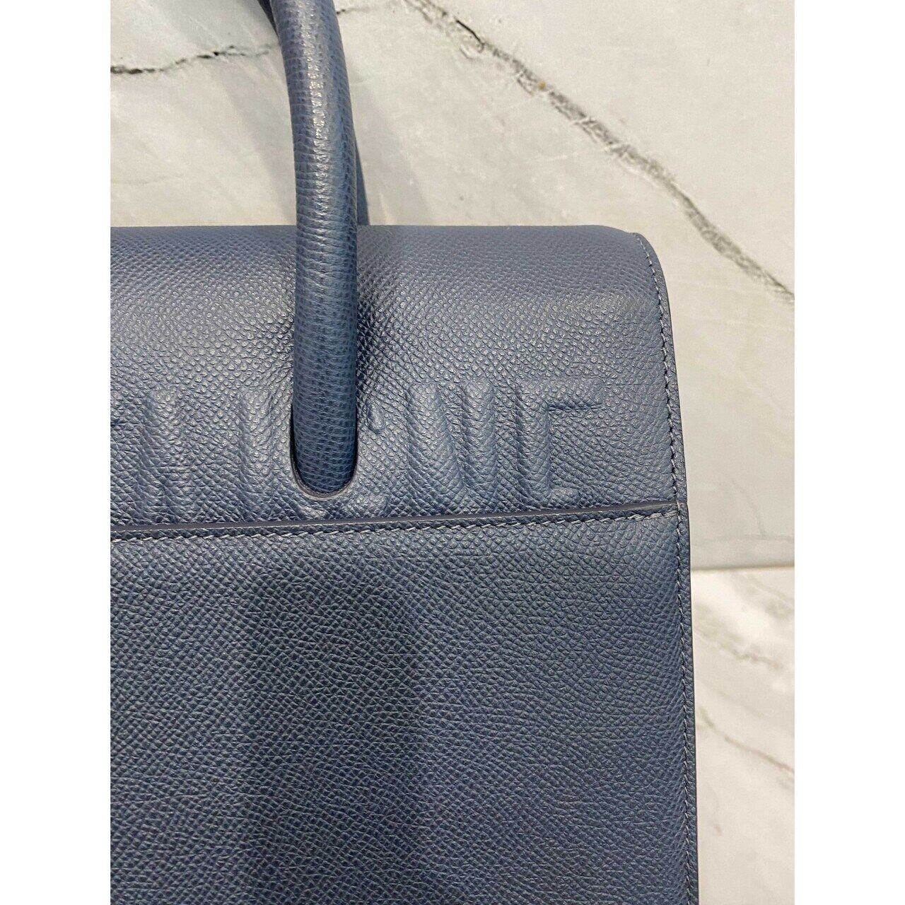 Dior Montaigne Honore Blue Grained Leather GHW 2020 Satchel Bag