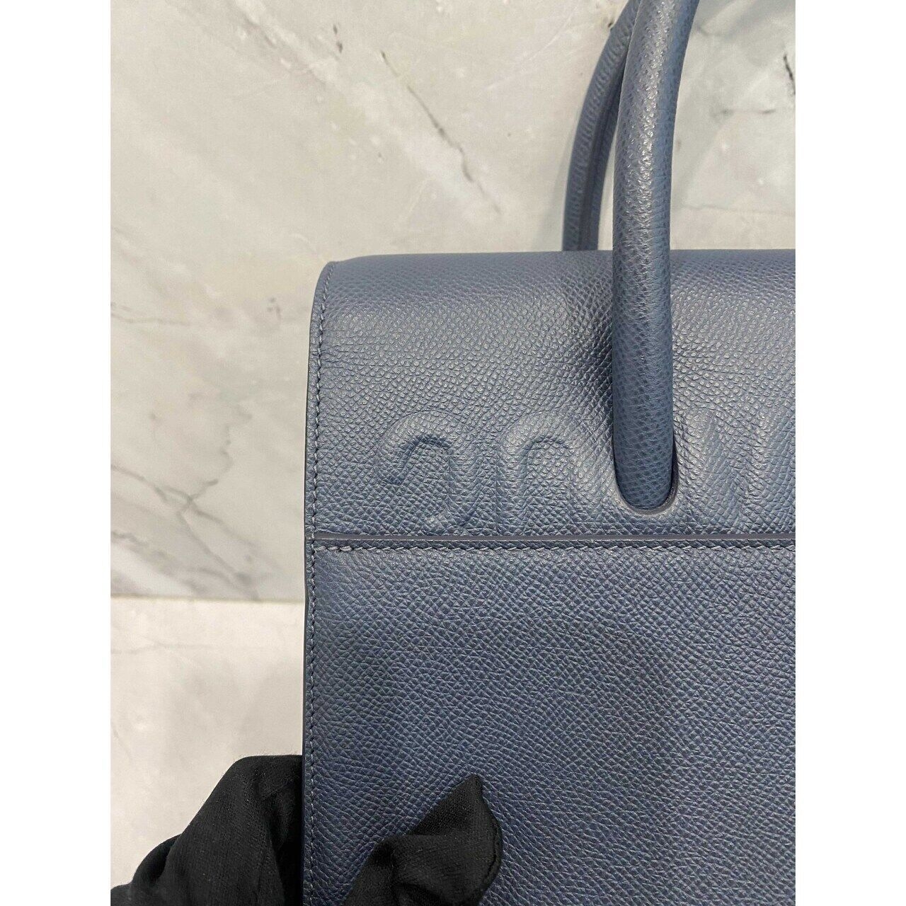 Dior Montaigne Honore Blue Grained Leather GHW 2020 Satchel Bag