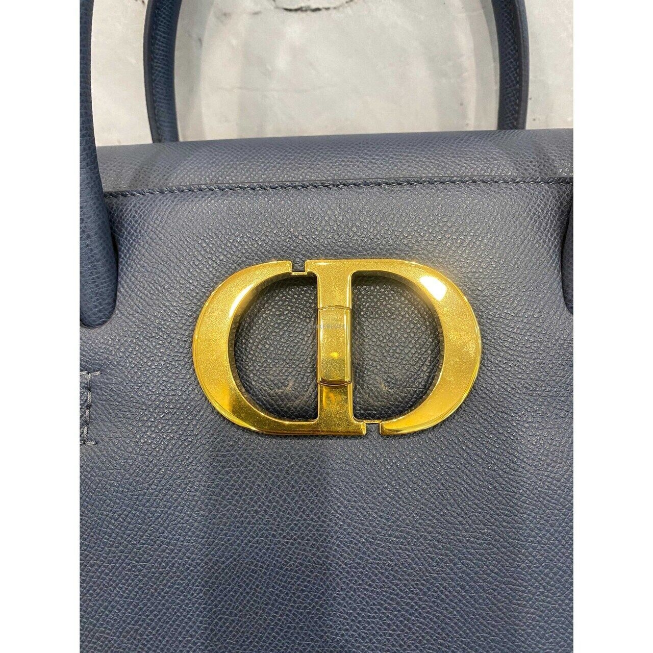 Dior Montaigne Honore Blue Grained Leather GHW 2020 Satchel Bag