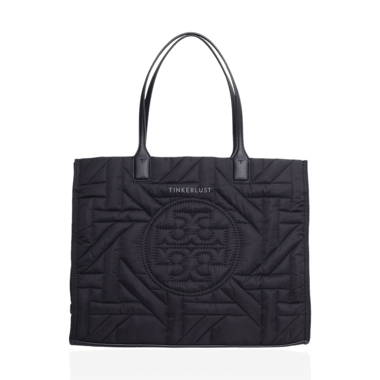 Tory Burch Medium Ella Basketweave in Black Tote Bag