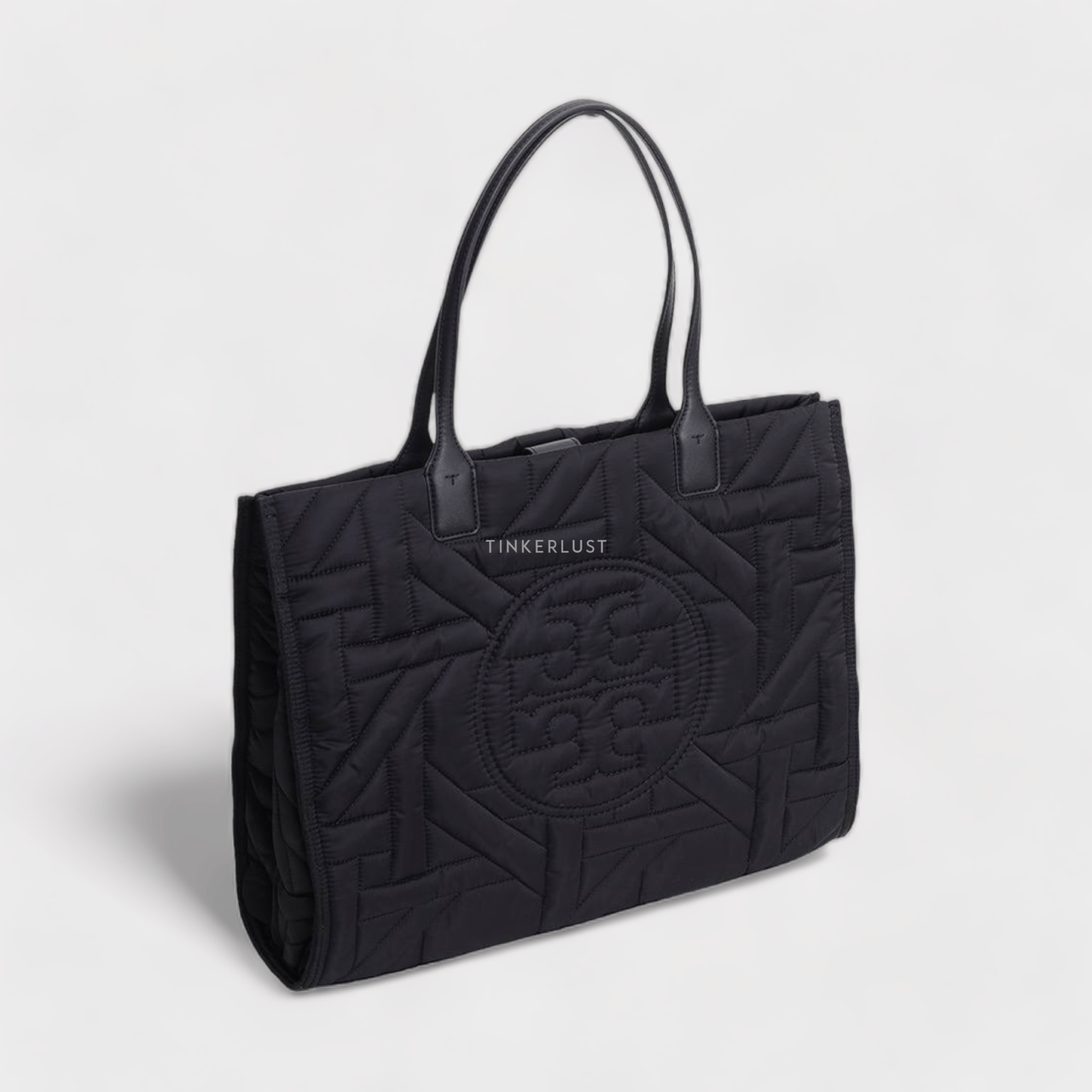 Tory Burch Medium Ella Basketweave in Black Tote Bag