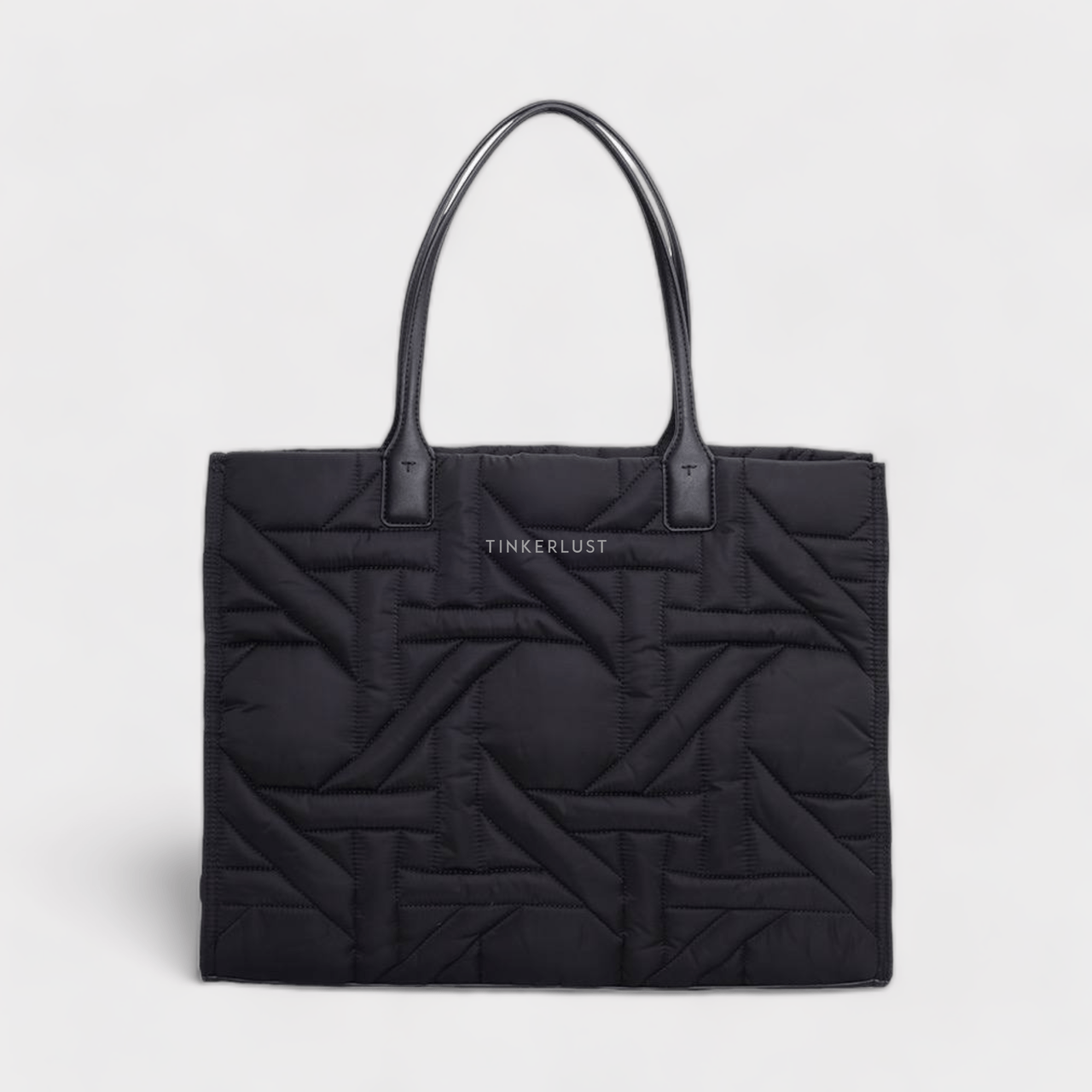 Tory Burch Medium Ella Basketweave in Black Tote Bag