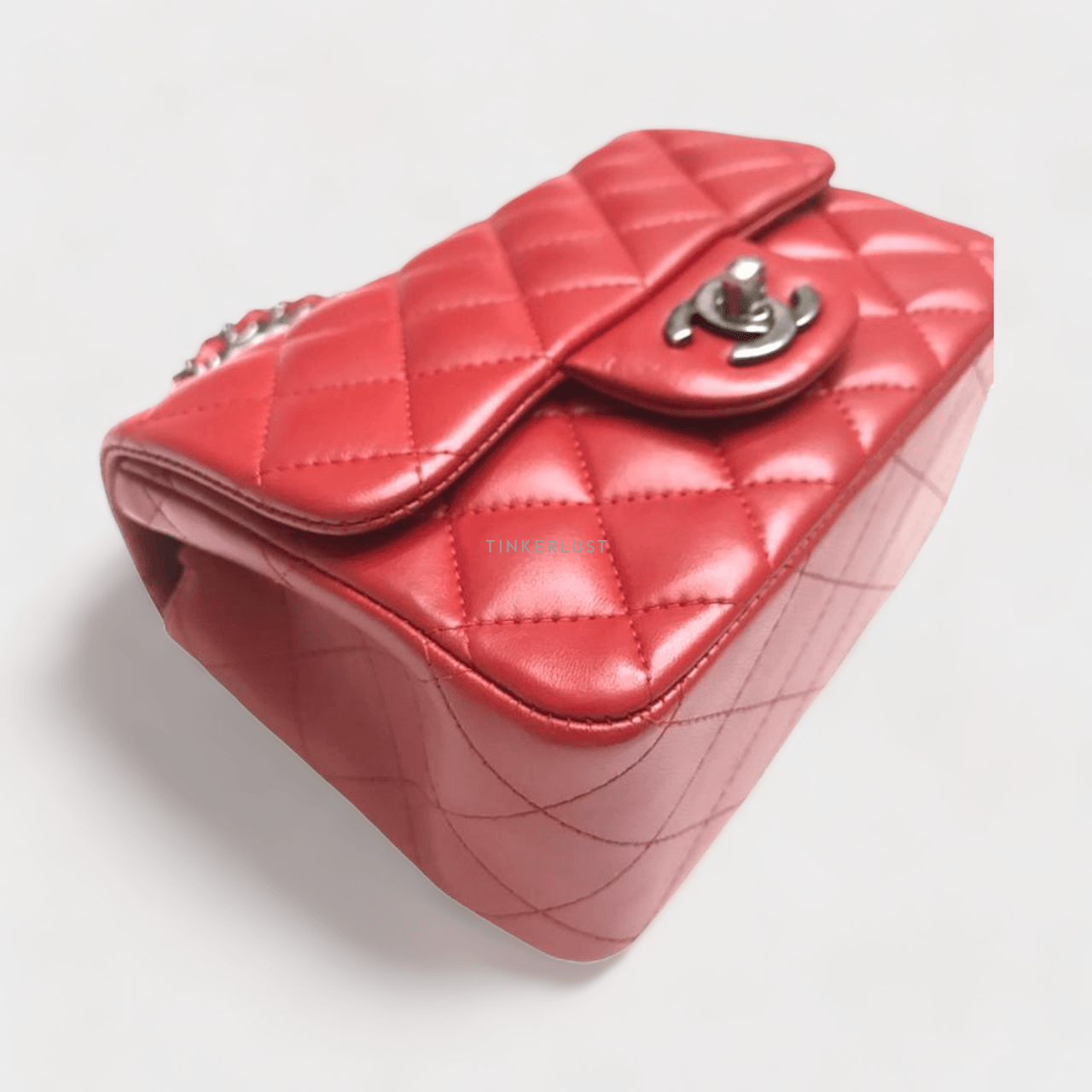 Chanel Rectangle Mini Red Lambskin #20 PHW Sling Bag