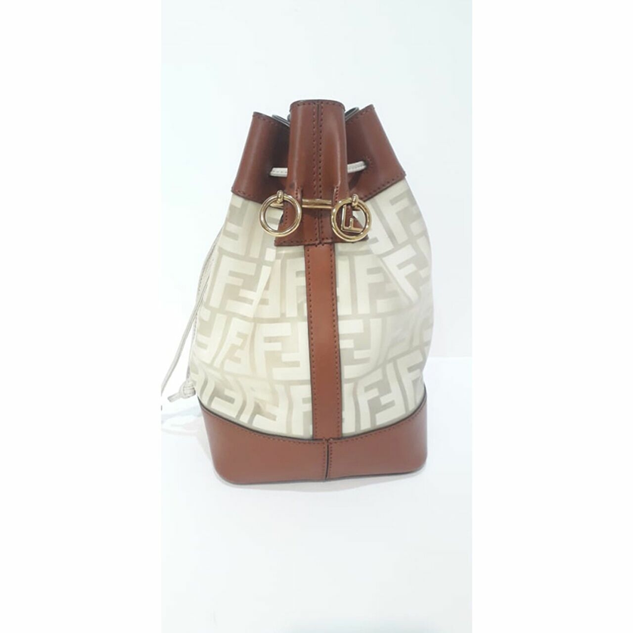 Fendi FF PVC Mon Tresor Bucket Logo Tan/Clear Sling Bag