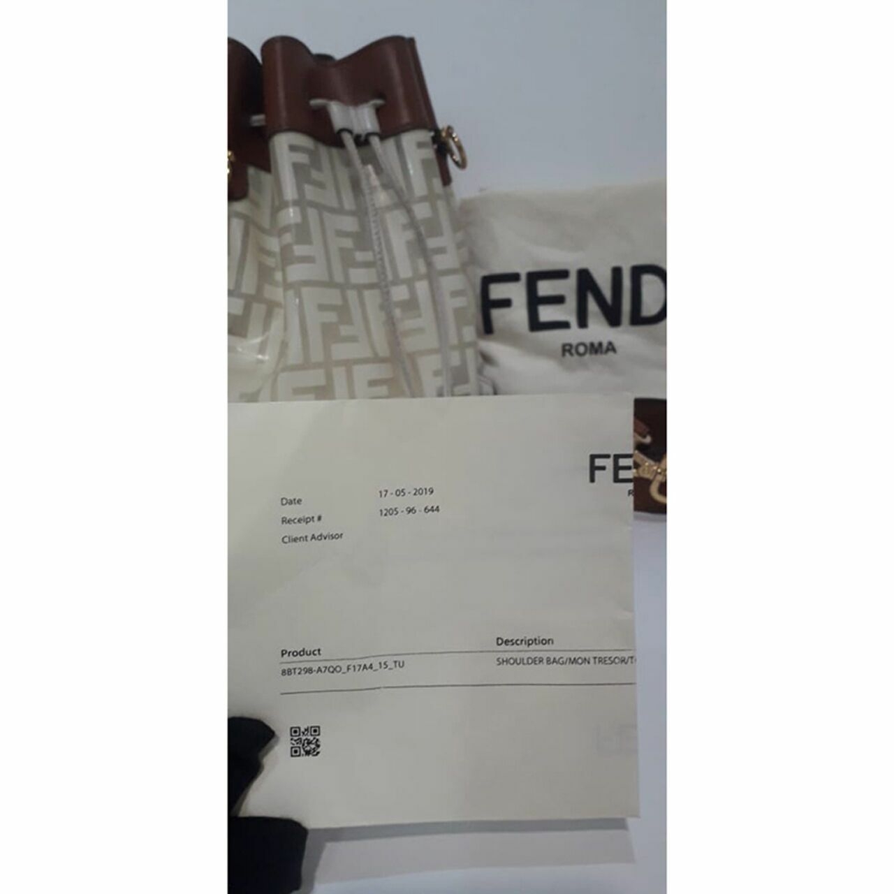 Fendi FF PVC Mon Tresor Bucket Logo Tan/Clear Sling Bag