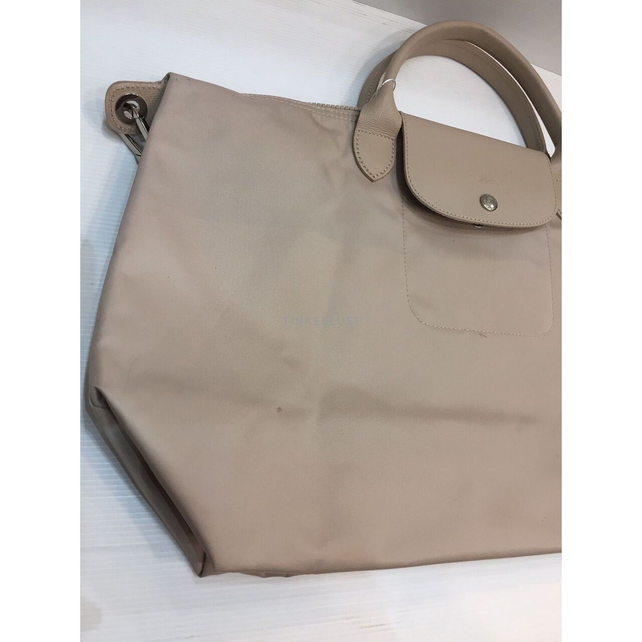 Longchamp Le Pliage Large Beige Satchel