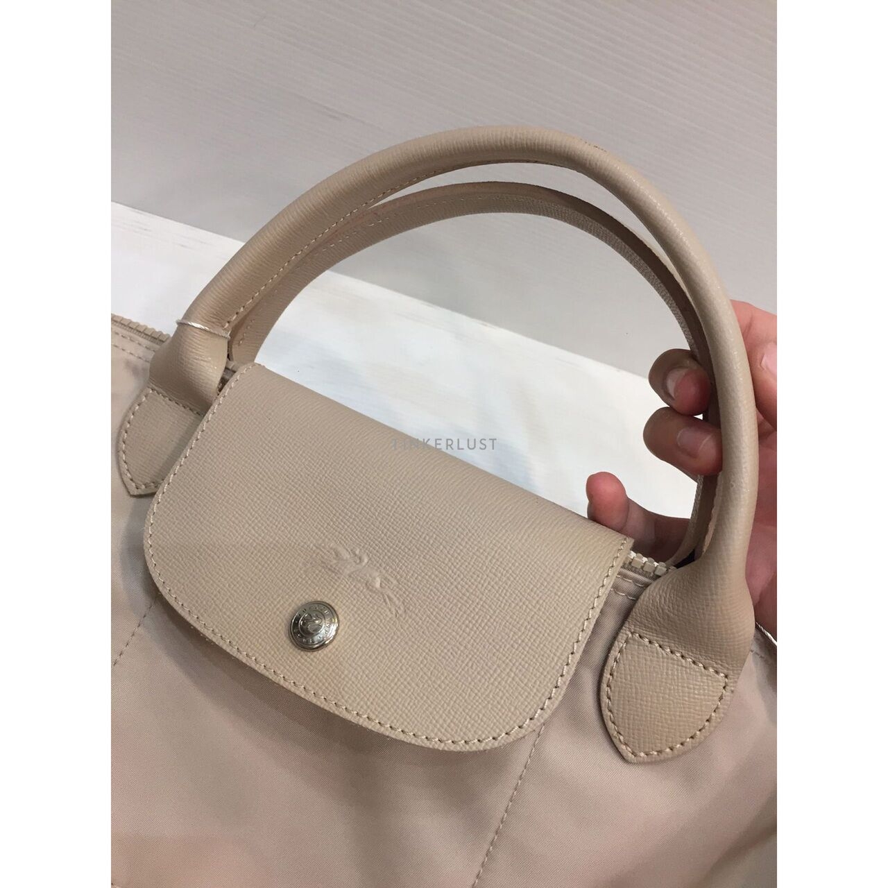 Longchamp Le Pliage Large Beige Satchel