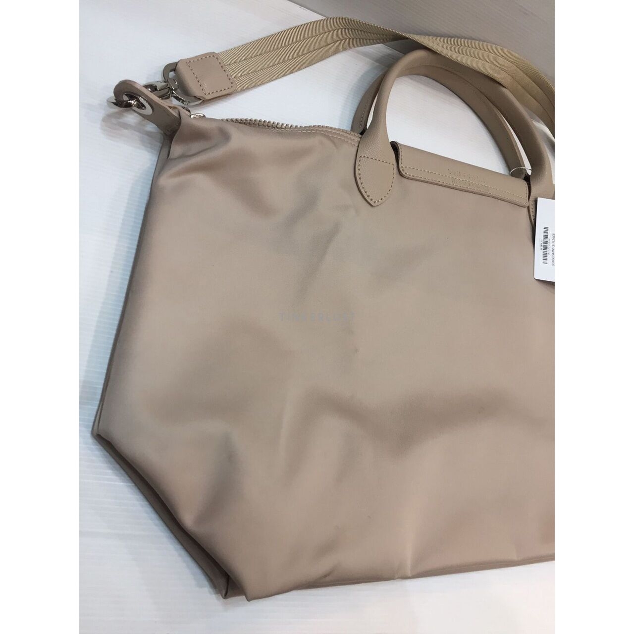 Longchamp Le Pliage Large Beige Satchel