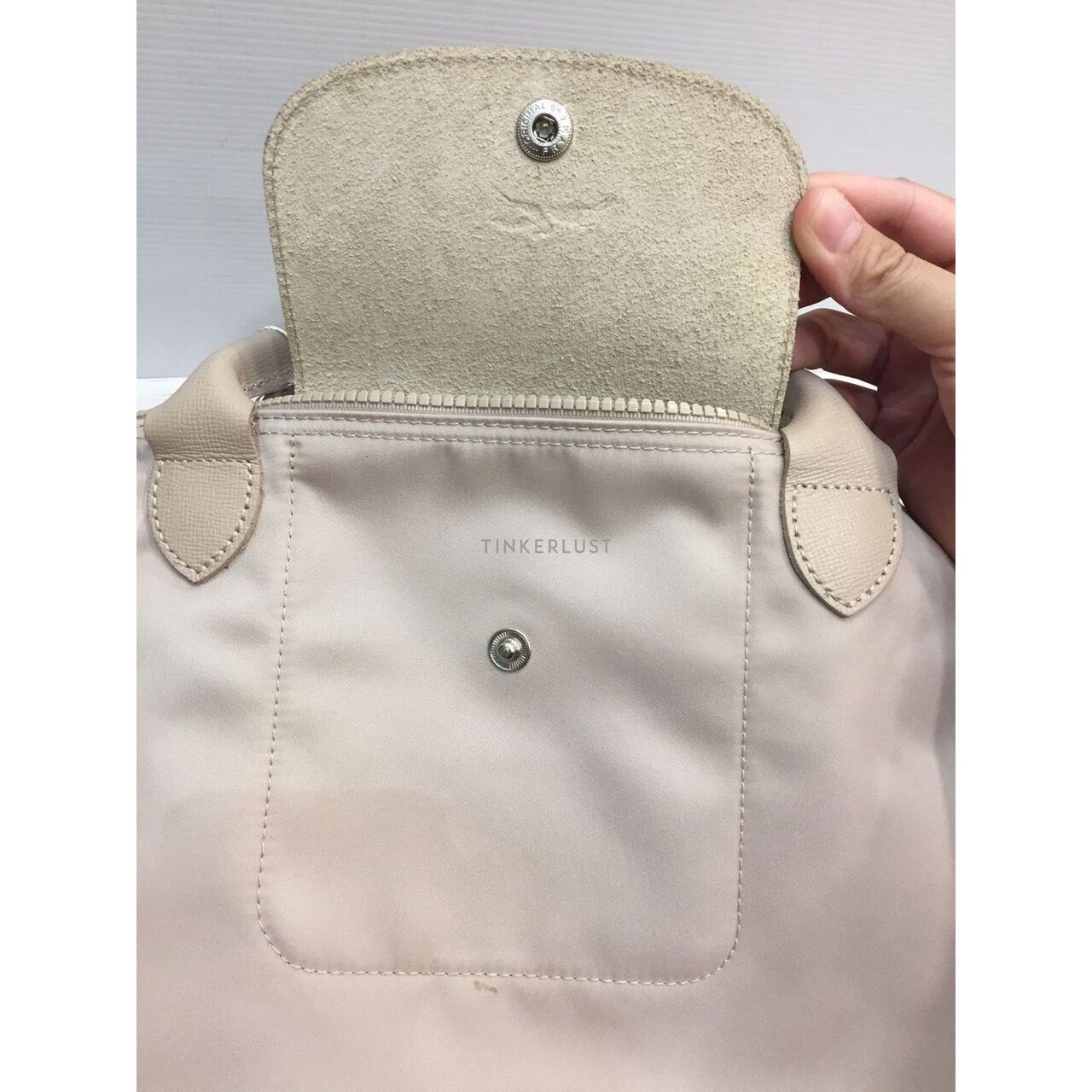 Longchamp Le Pliage Large Beige Satchel