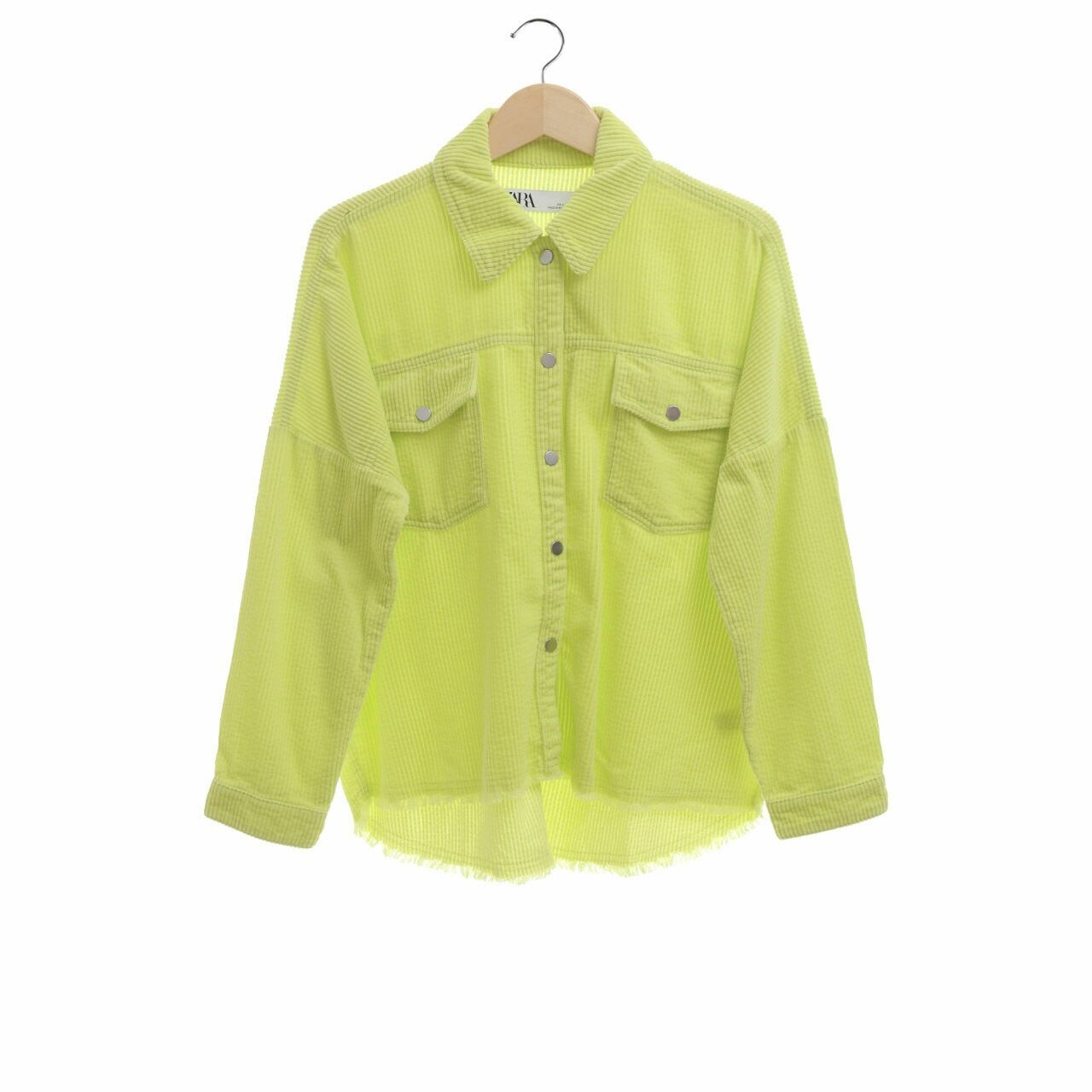 Zara Neon Green Corduroy Shirt