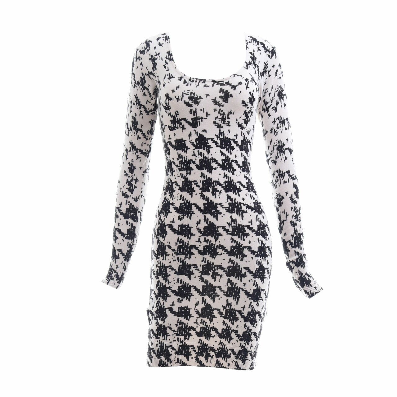 Guess Off White & Black Houndstooth Mini Dress