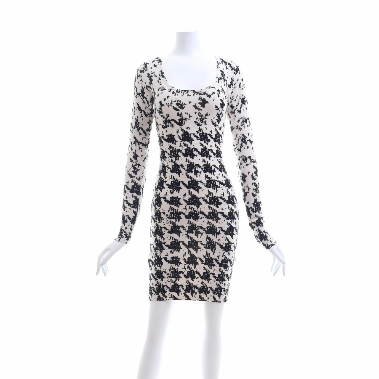 Guess Off White & Black Houndstooth Mini Dress