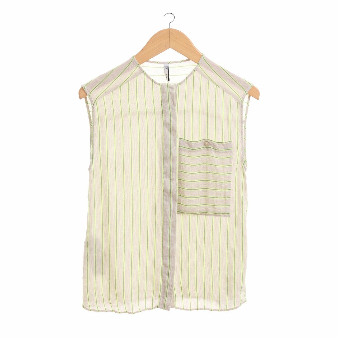 Mango Beige Stripes Sleeveless