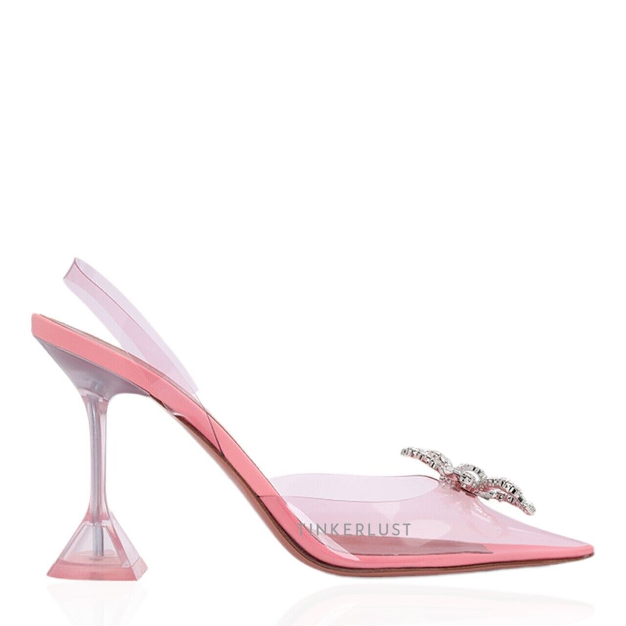 Amina Muaddi Rosie Glass PVC Slingback Pumps 95mm Baby Pink Heels