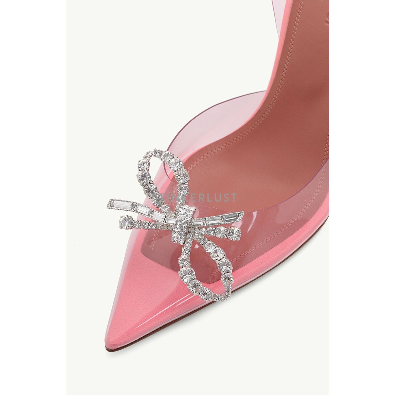 Amina Muaddi Rosie Glass PVC Slingback Pumps 95mm Baby Pink Heels