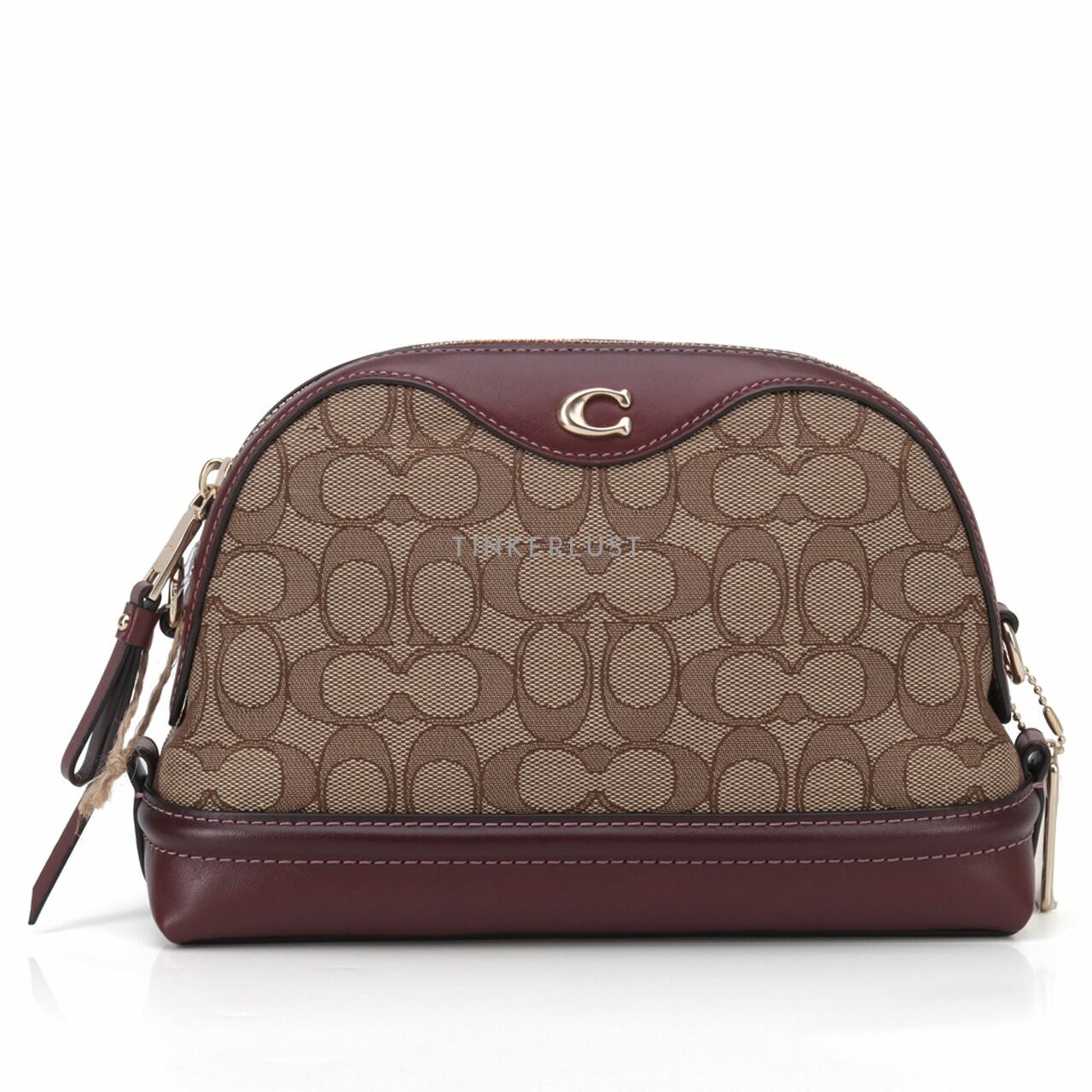 Coach F38113 Ivie Signature Jacquard Crossbody Bag Khaki/Wine