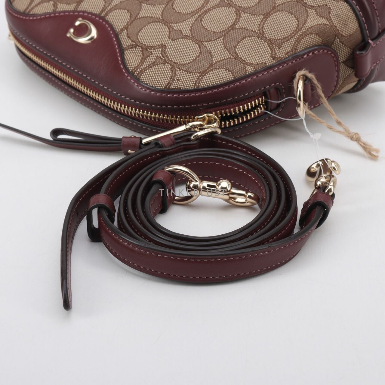 Coach F38113 Ivie Signature Jacquard Crossbody Bag Khaki/Wine