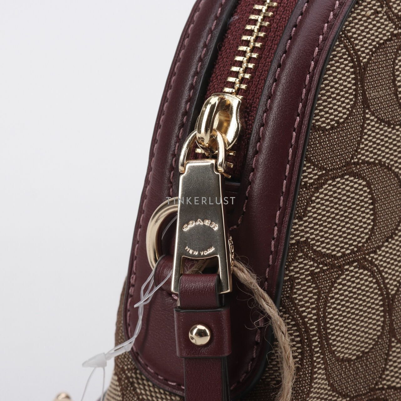 Coach F38113 Ivie Signature Jacquard Crossbody Bag Khaki/Wine