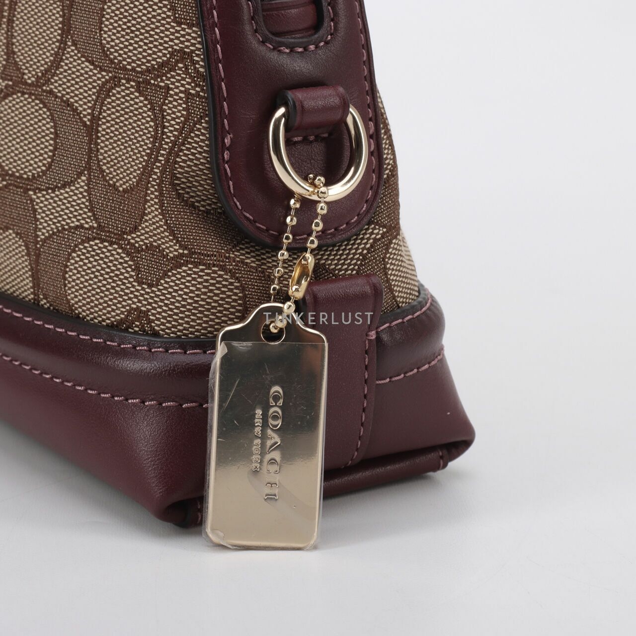 Coach F38113 Ivie Signature Jacquard Crossbody Bag Khaki/Wine