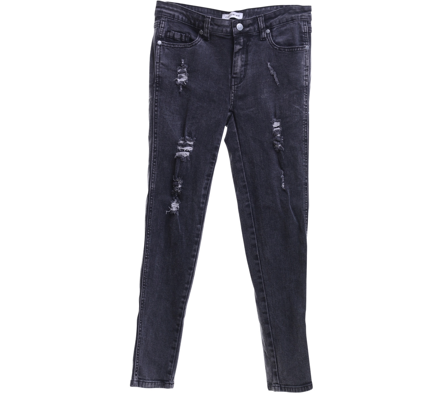 Cotton Ink Dark Grey Ripped Long Pants