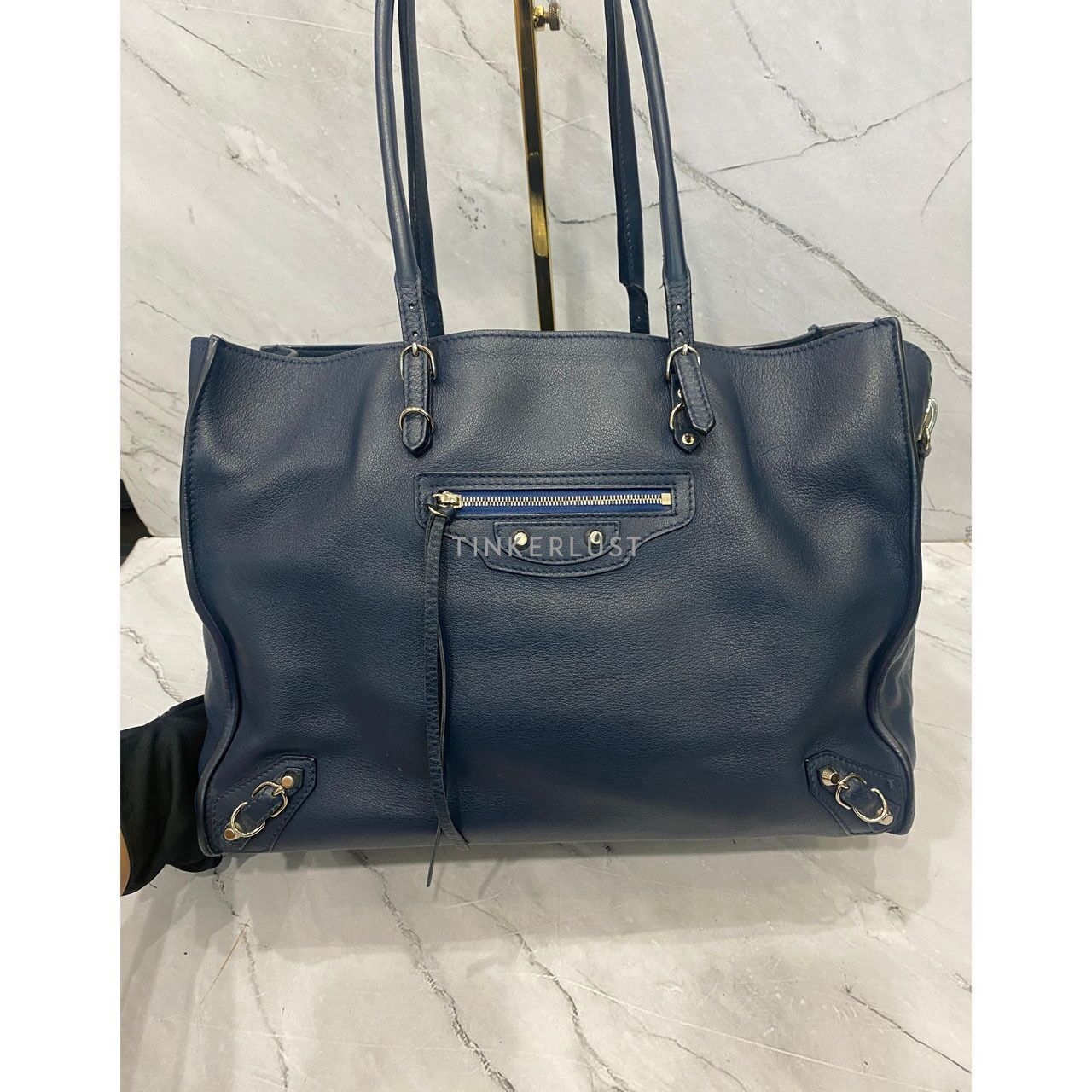 Balenciaga Papier B4 Zip Tote in Dark Navy SHW 2018 Satchel