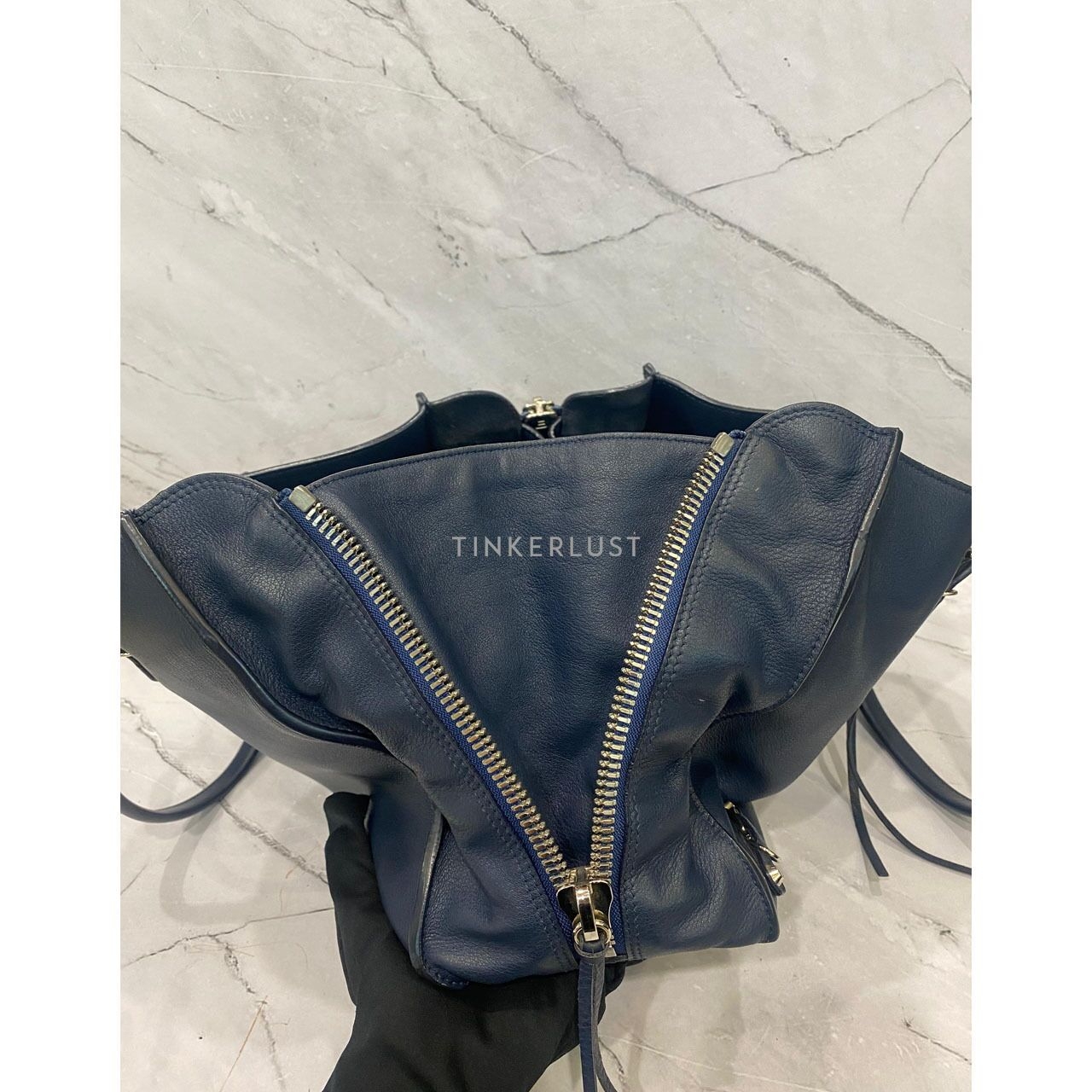 Balenciaga Papier B4 Zip Tote in Dark Navy SHW 2018 Satchel