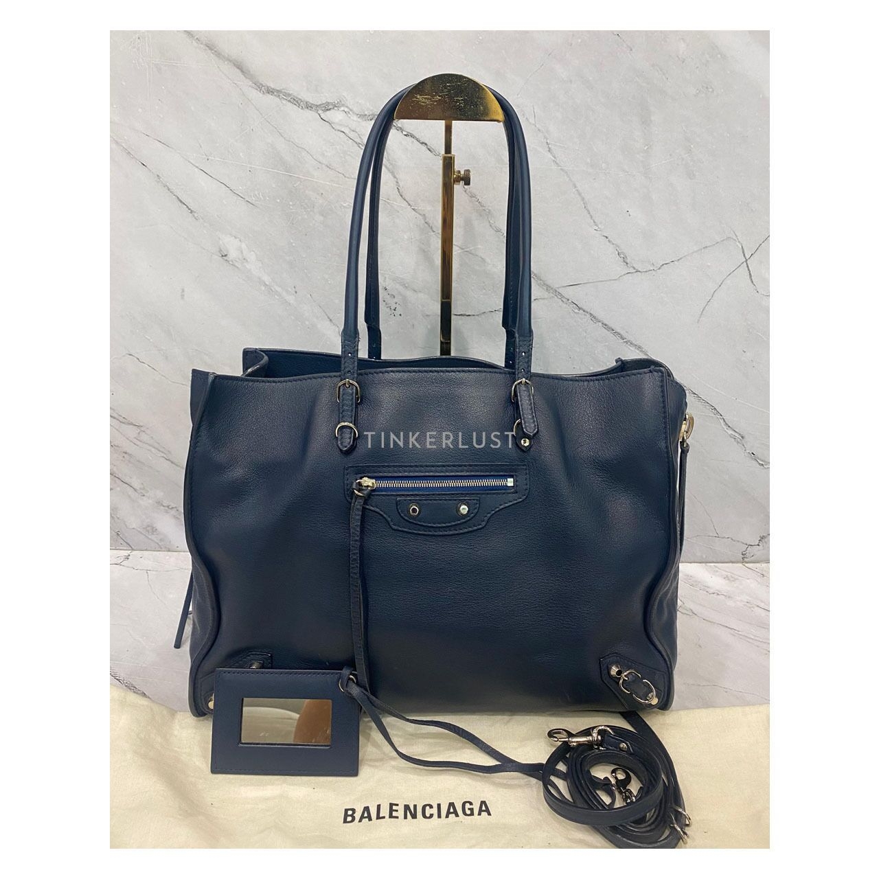 Balenciaga Papier B4 Zip Tote in Dark Navy SHW 2018 Satchel