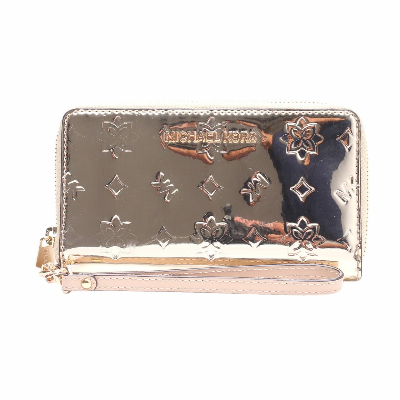 Michael Kors Gold Jet Set Travel Large Flat Phone Case Wallet