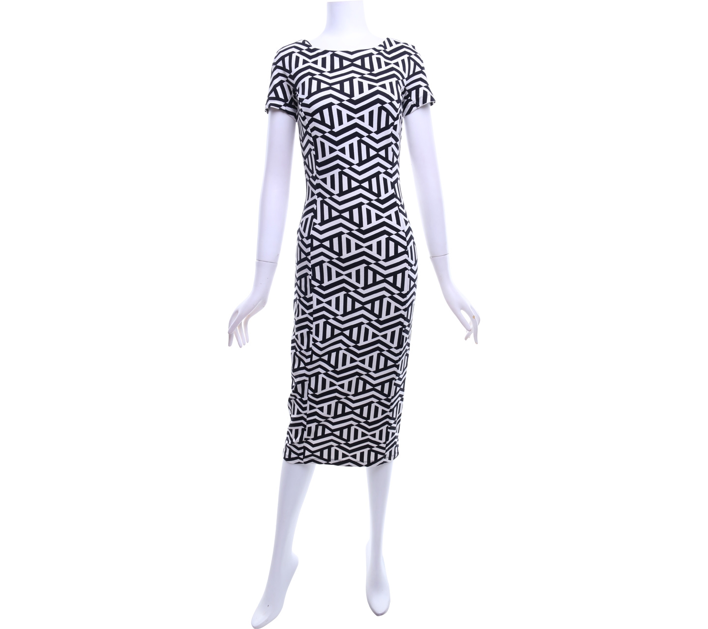 Zara Black And White Pattern Midi Dress
