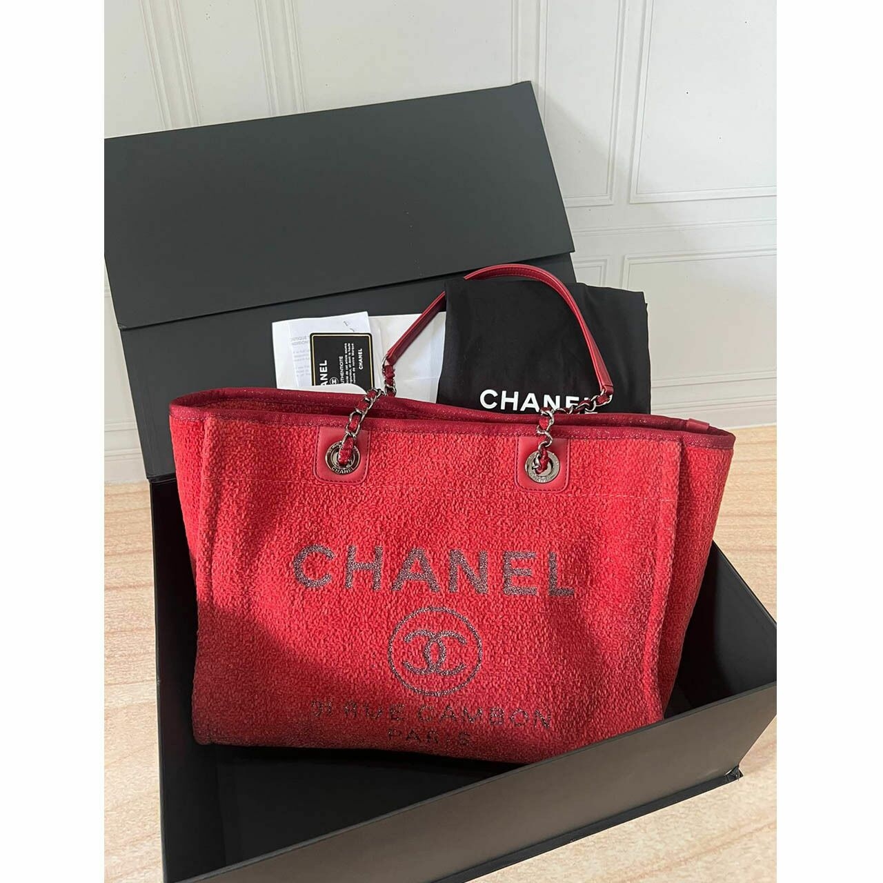 Chanel Deauville Red #28 Tote Bag