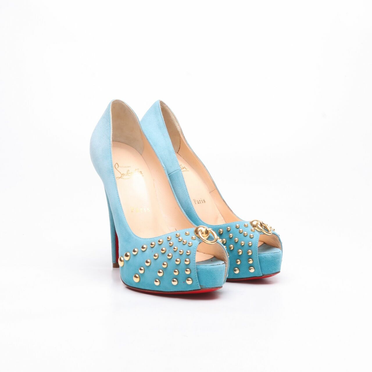 Christian Louboutin Suede Blue Mint Heels