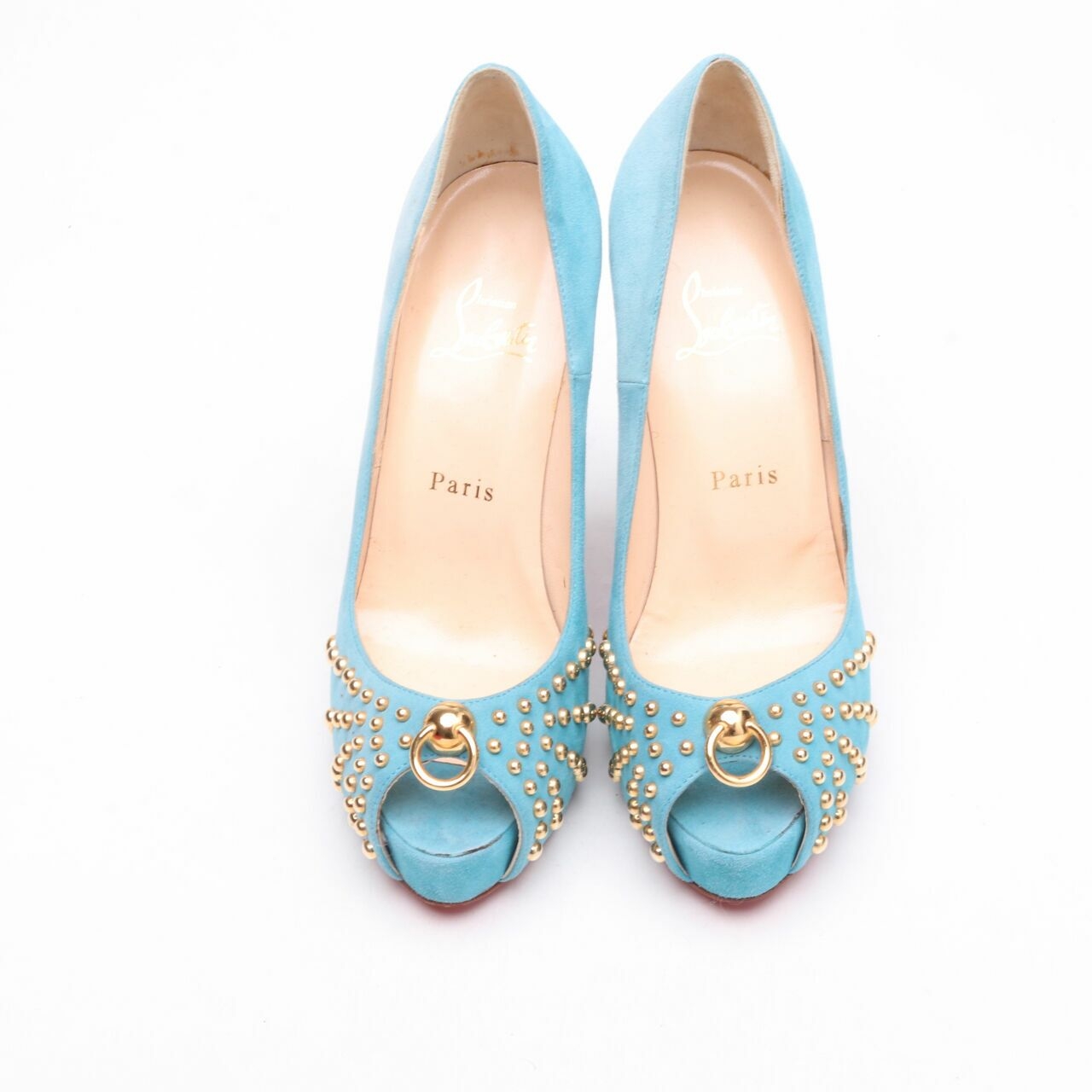 Christian Louboutin Suede Blue Mint Heels