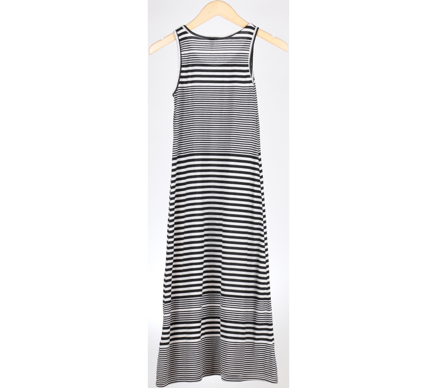 H&M Black And White Striped Sleeveless Long Dress