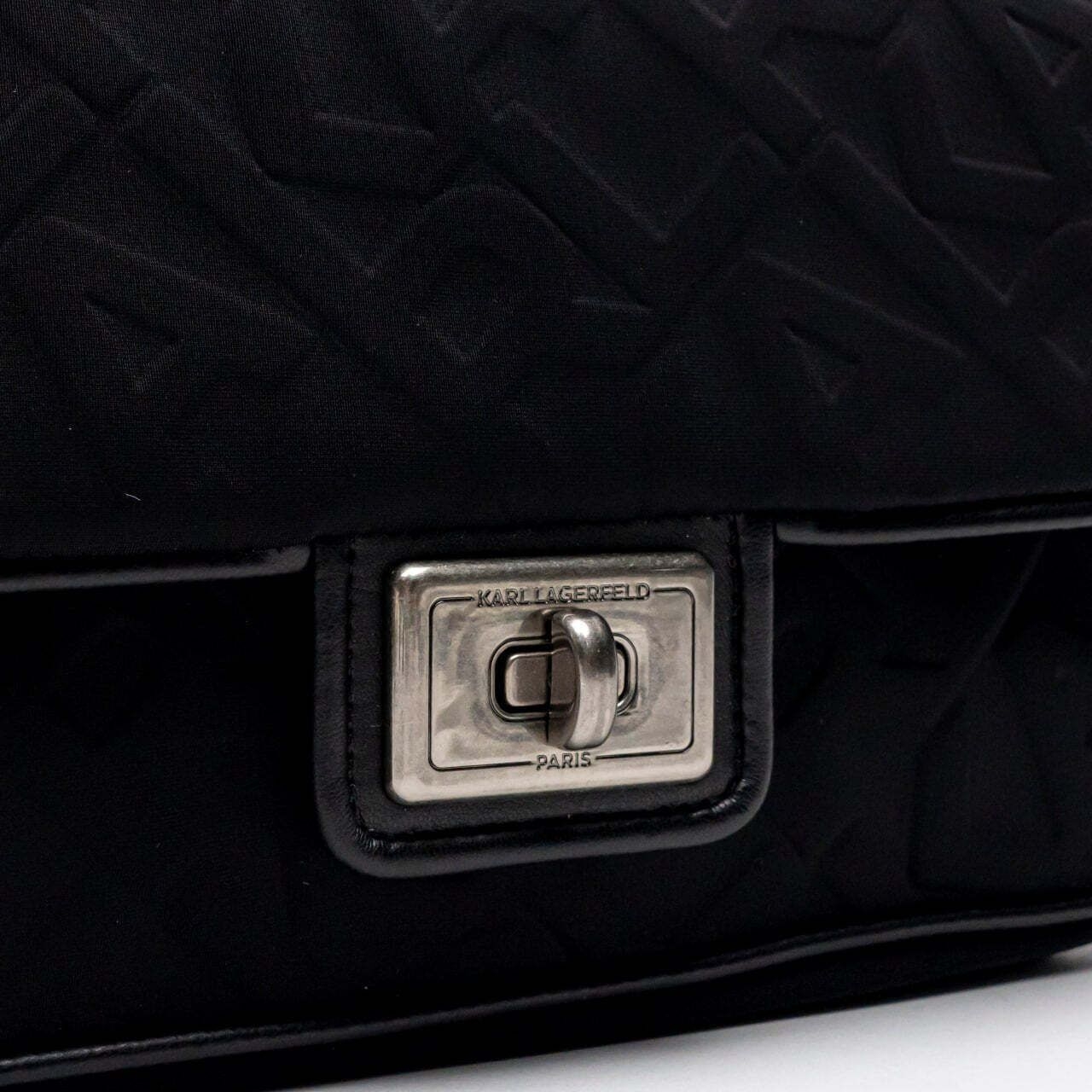 Karl Lagerfeld Agyness Neoprene Embossed Shoulder Bag Black