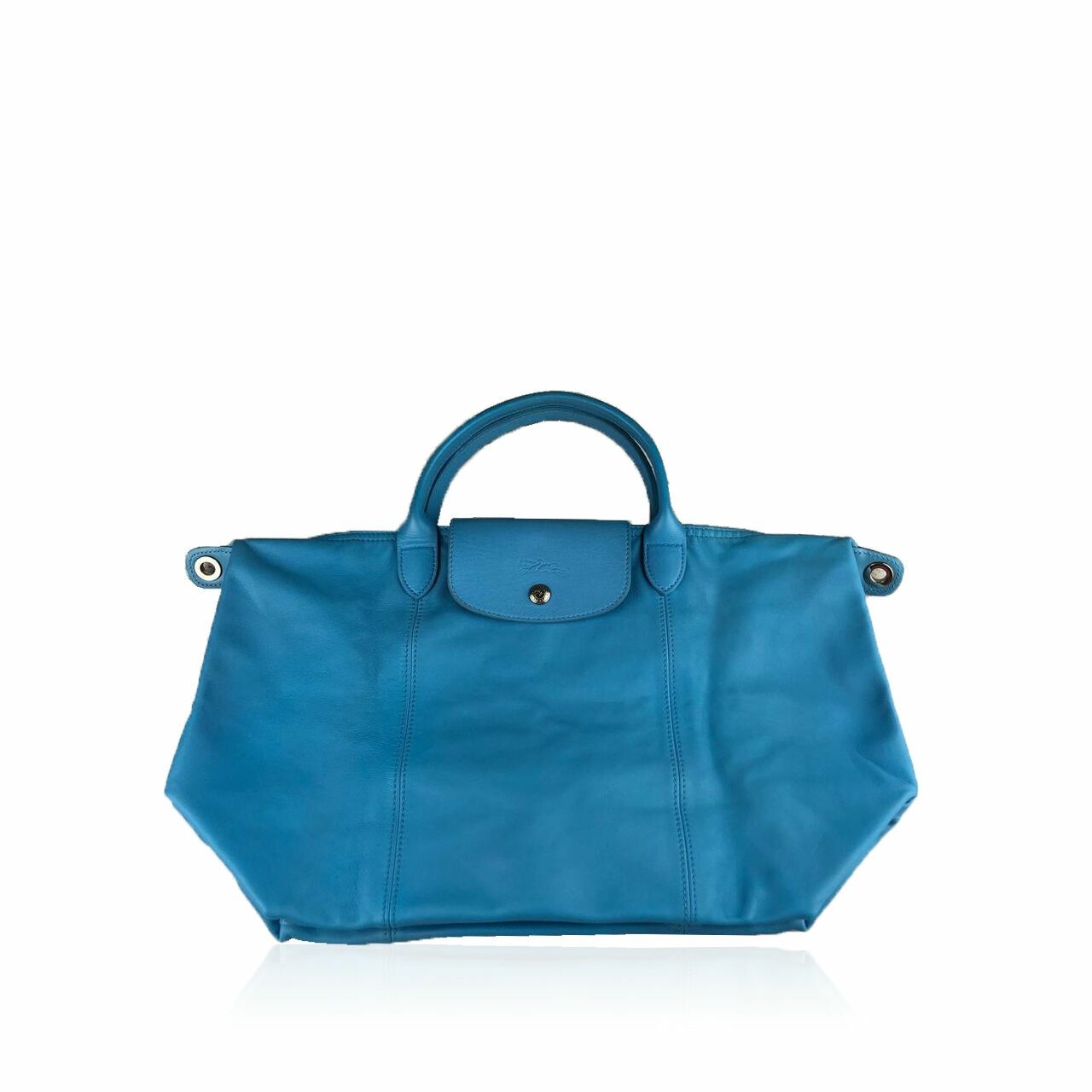 Longchamp Cuir Medium Blue Satchel Bag