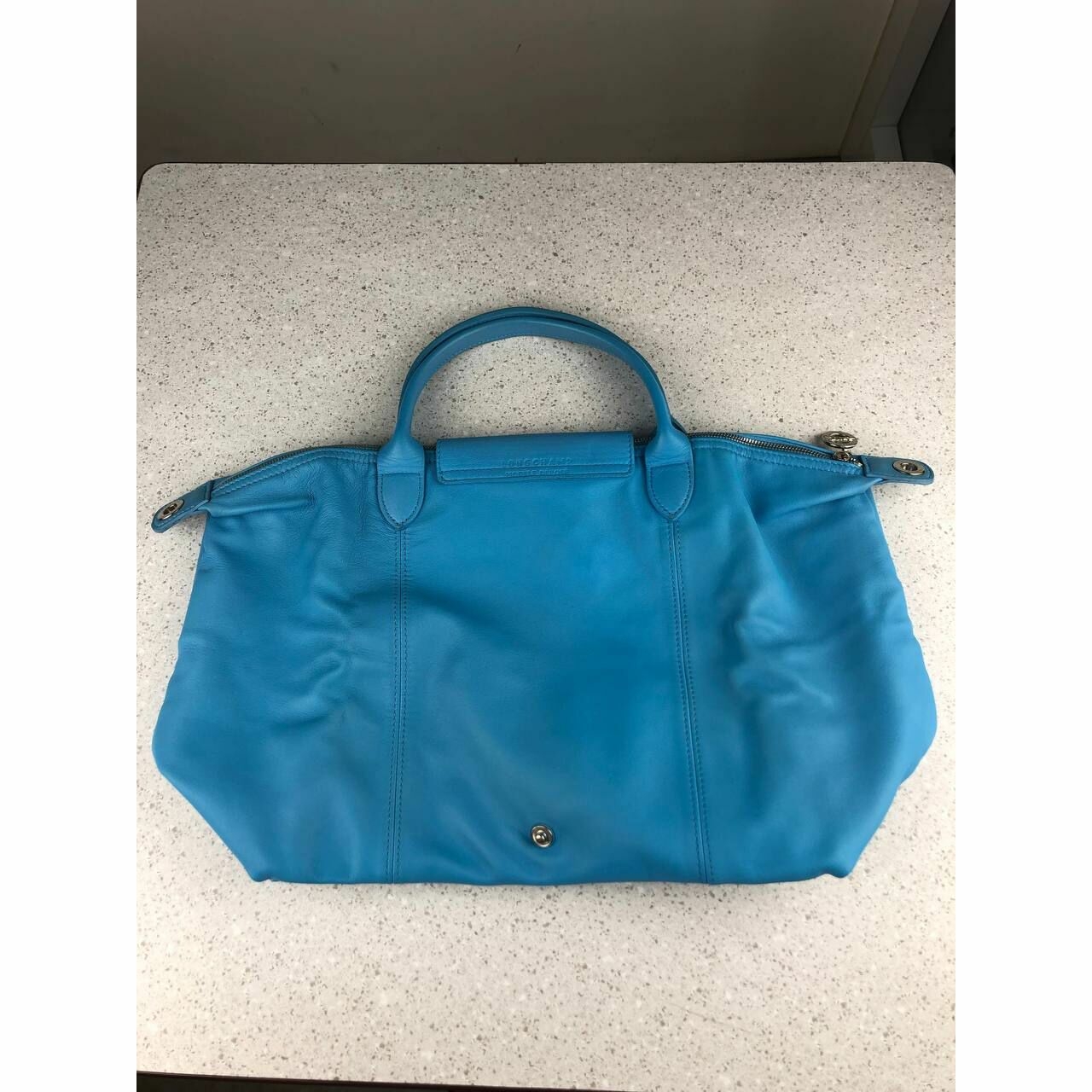 Longchamp Cuir Medium Blue Satchel Bag