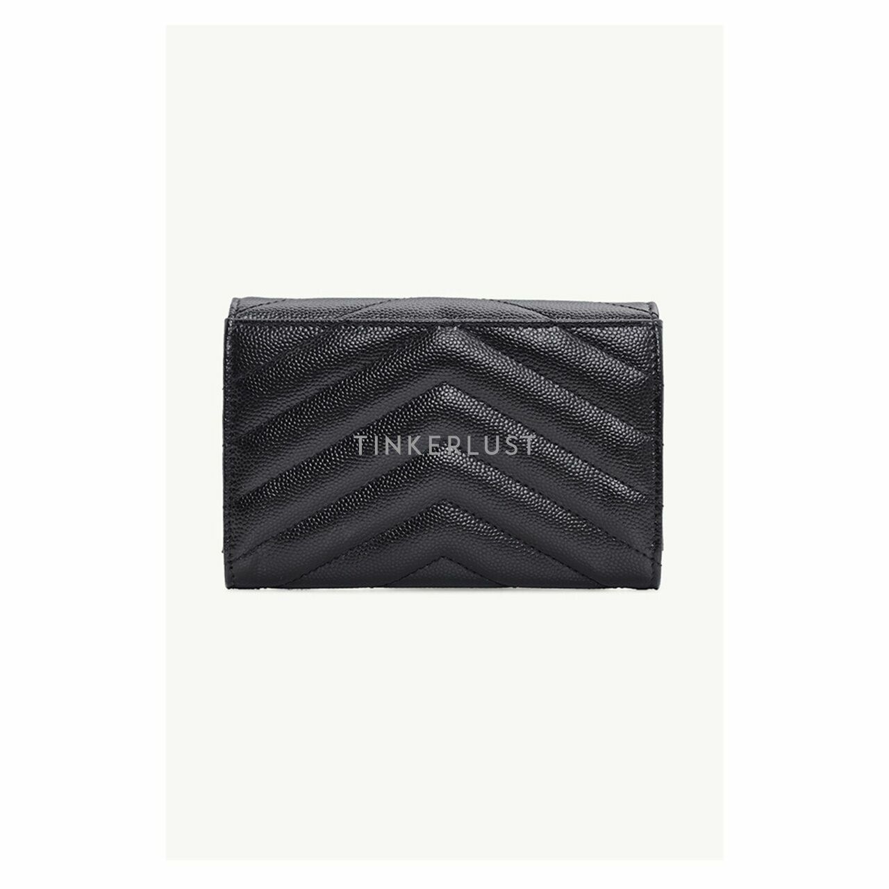 SAINT LAURENT Small Envelope Wallet in Black Caviar Leather GHW