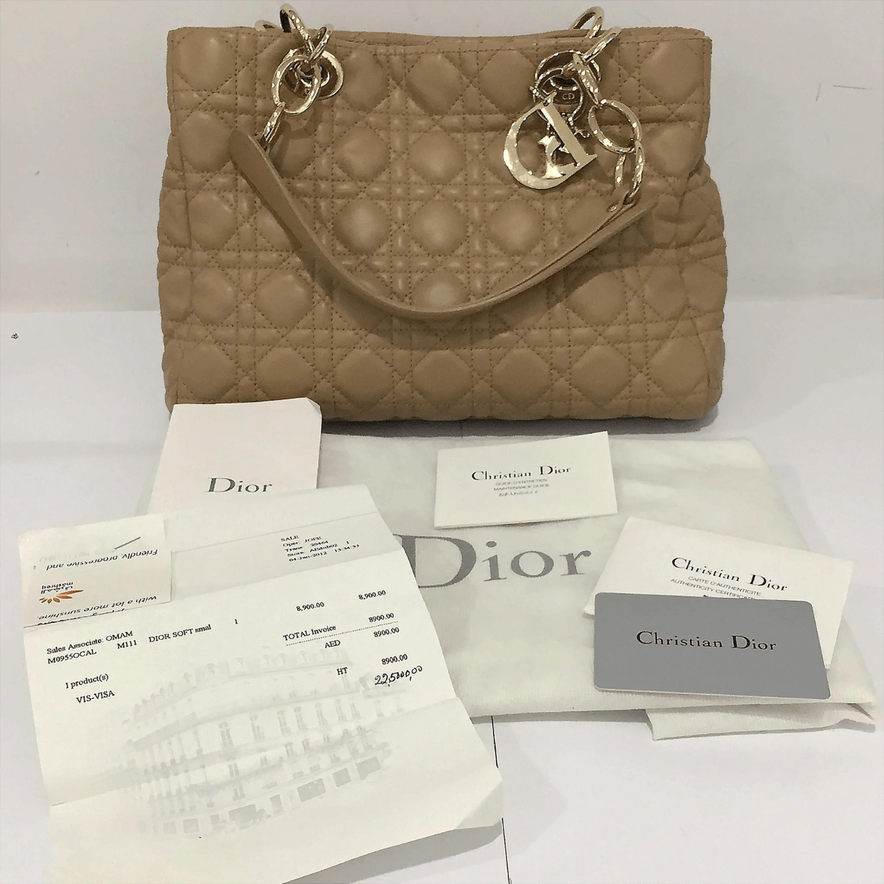 Christian Dior Cannage Brown Tote Bag