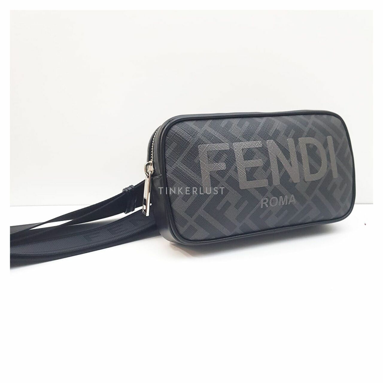 Fendi Camera Bag Black with Longstrap Logo Sling Bag