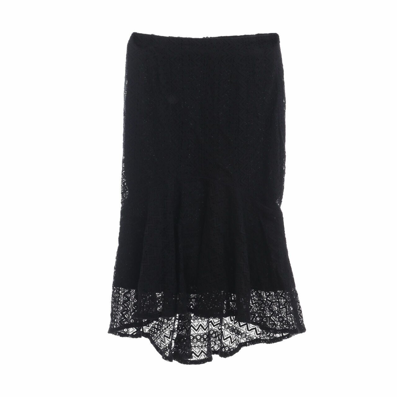 The Executive Black Lace Midi Skirt