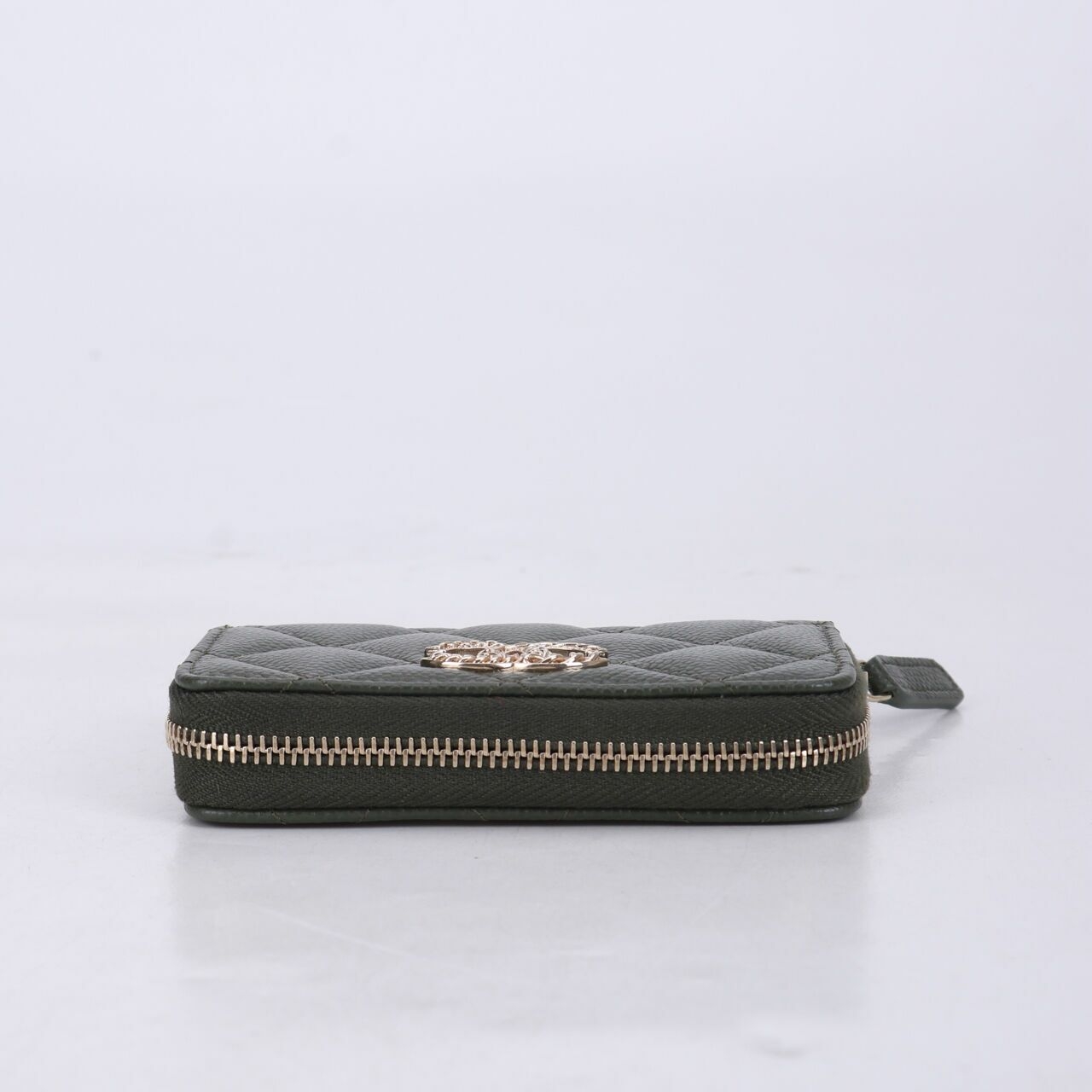 Chanel Caviar Zipped Coin Purse Dark Green Wallet