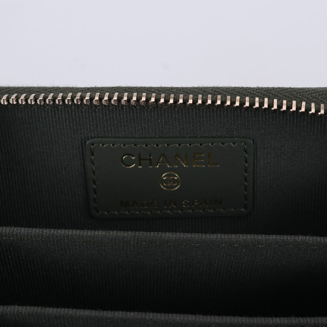 Chanel Caviar Zipped Coin Purse Dark Green Wallet