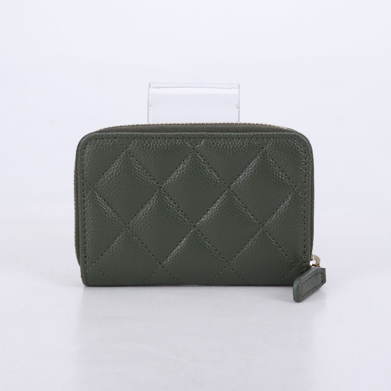 Chanel Caviar Zipped Coin Purse Dark Green Wallet