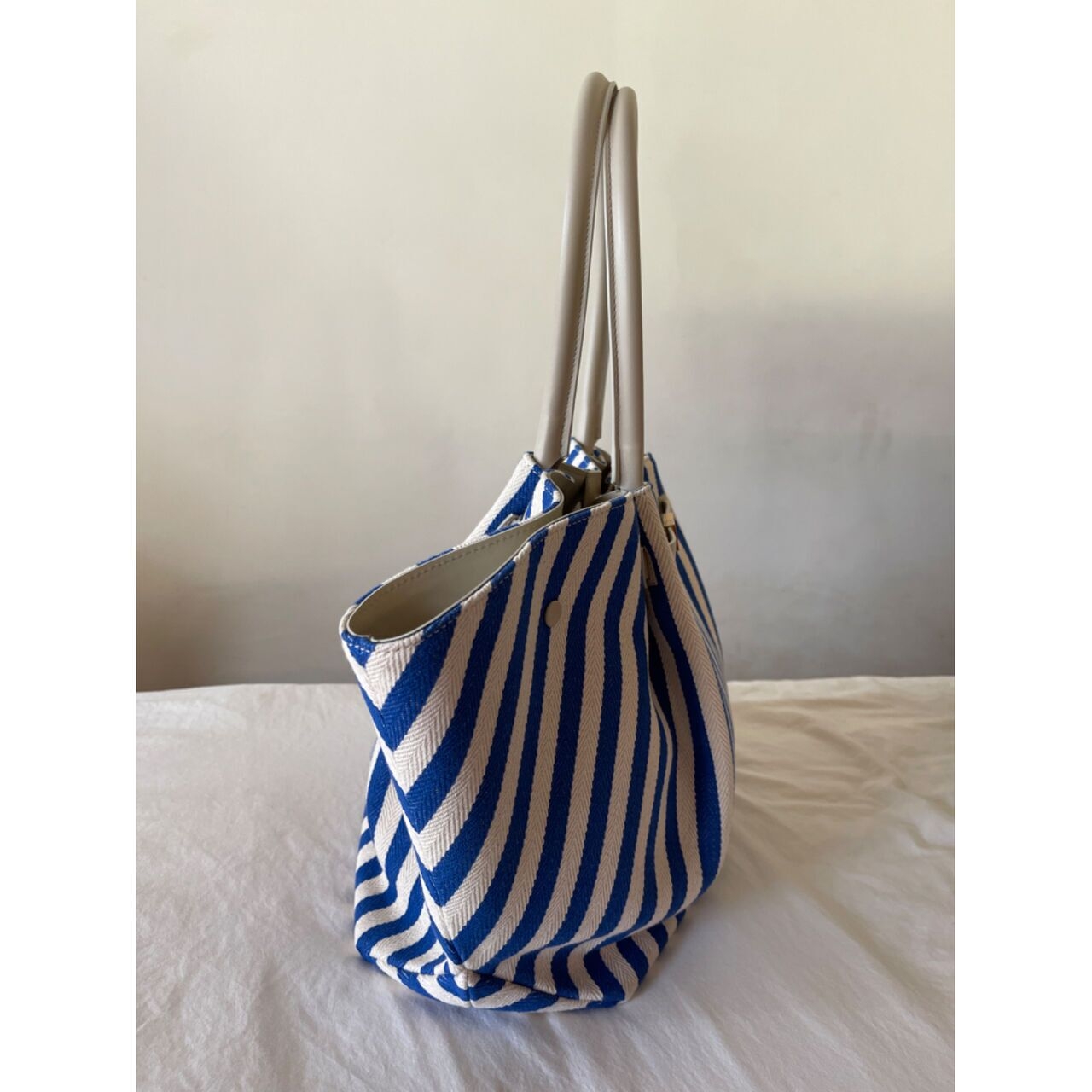 DeMellier The New York cobalt blue striped cotton canvas