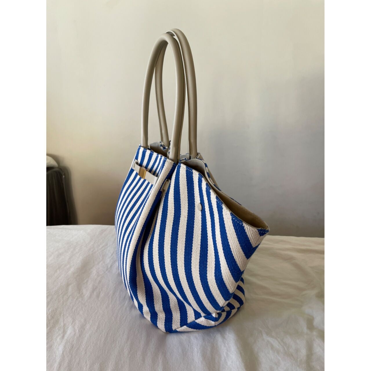 DeMellier The New York cobalt blue striped cotton canvas